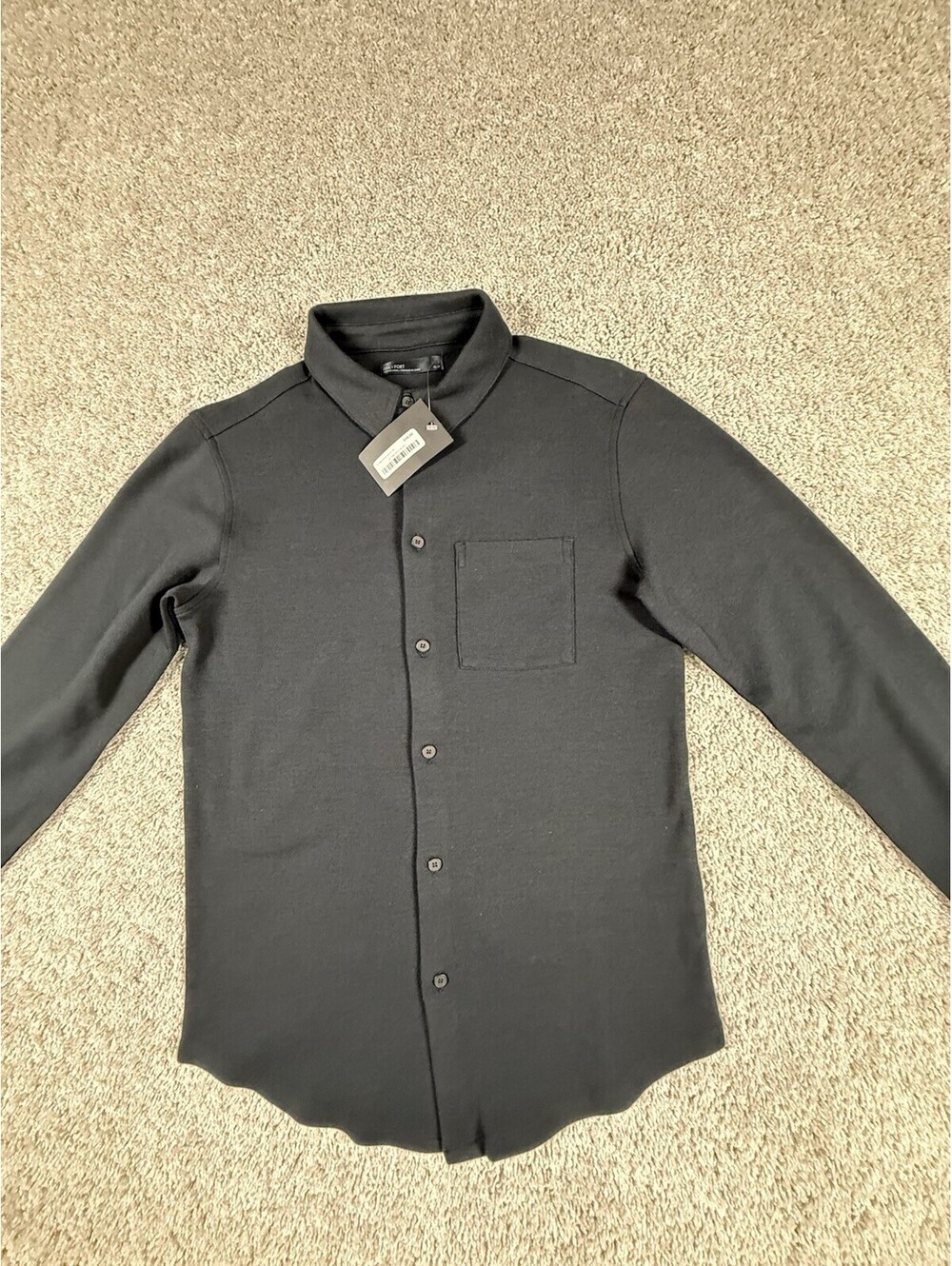 Oak + Fort Mens X Small Black Long Sleeve Button Up NWT